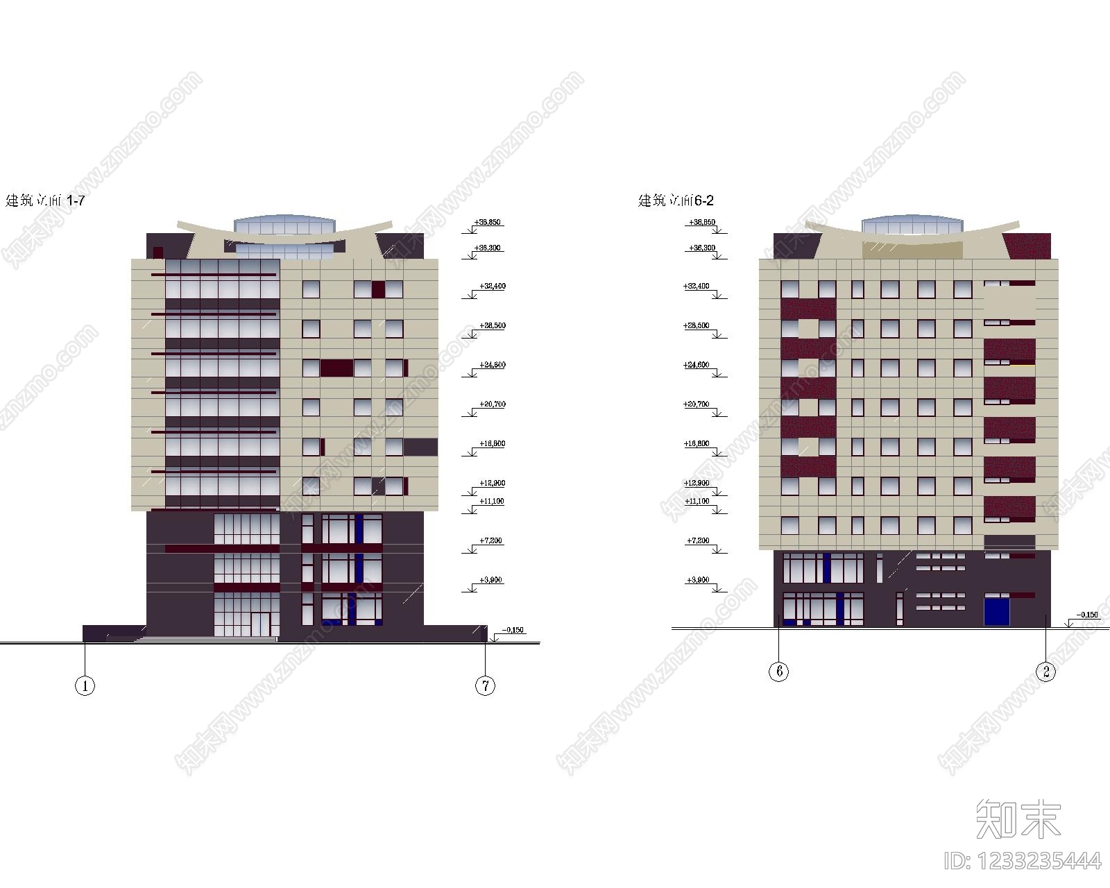 办公楼建筑cad施工图下载【ID:1233235444】
