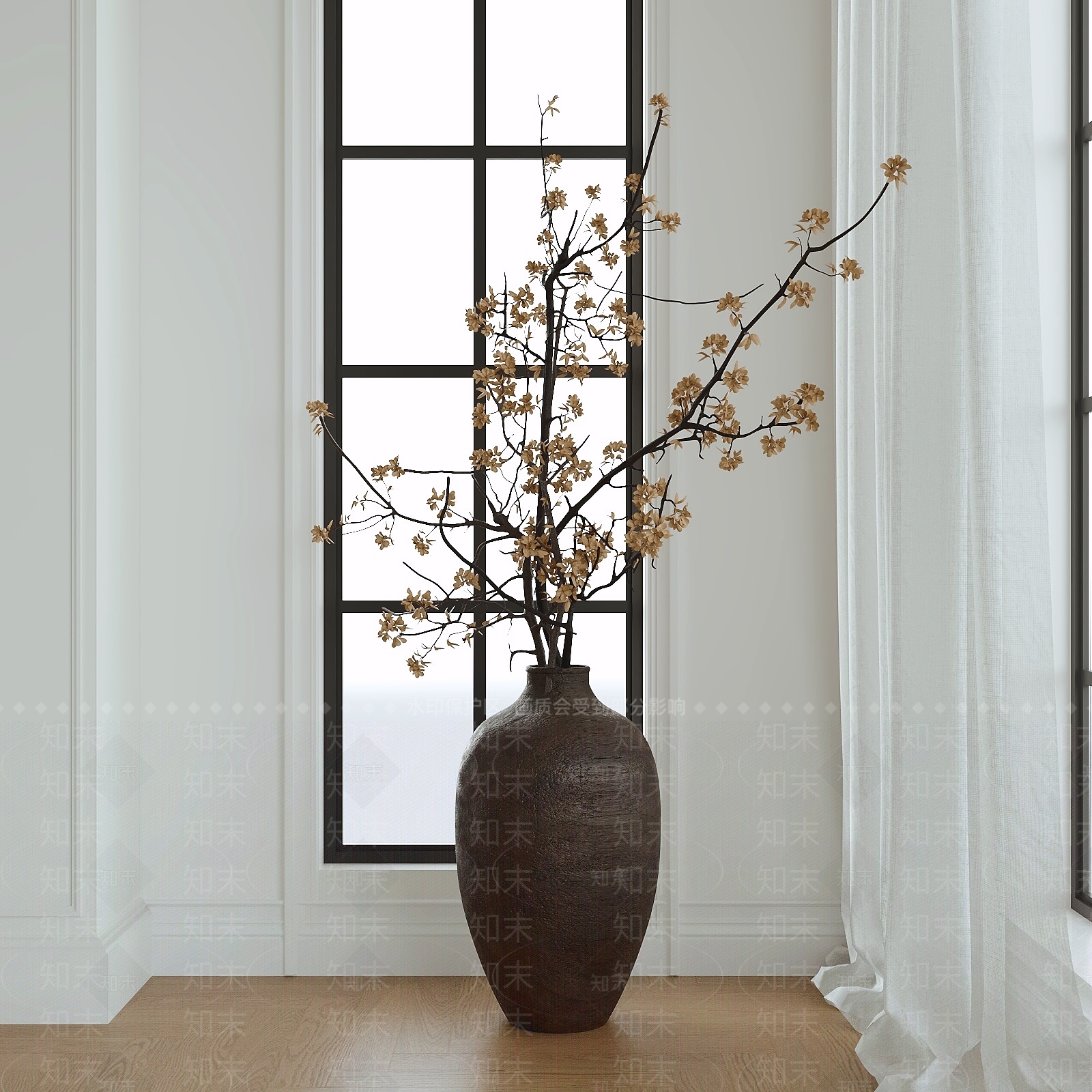 侘寂花艺3D模型下载【ID:1233243454】