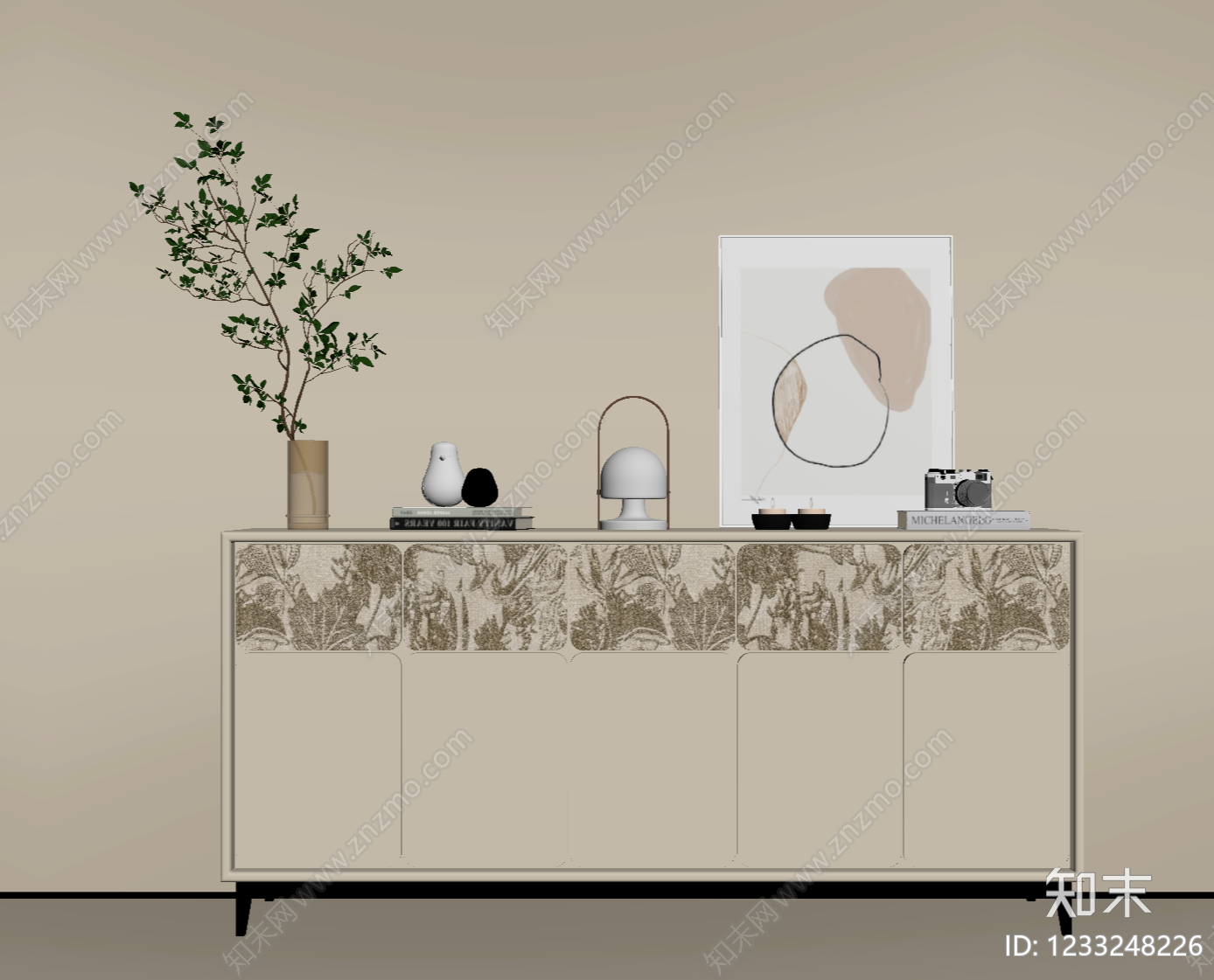 奶油风玄关柜SU模型下载【ID:1233248226】