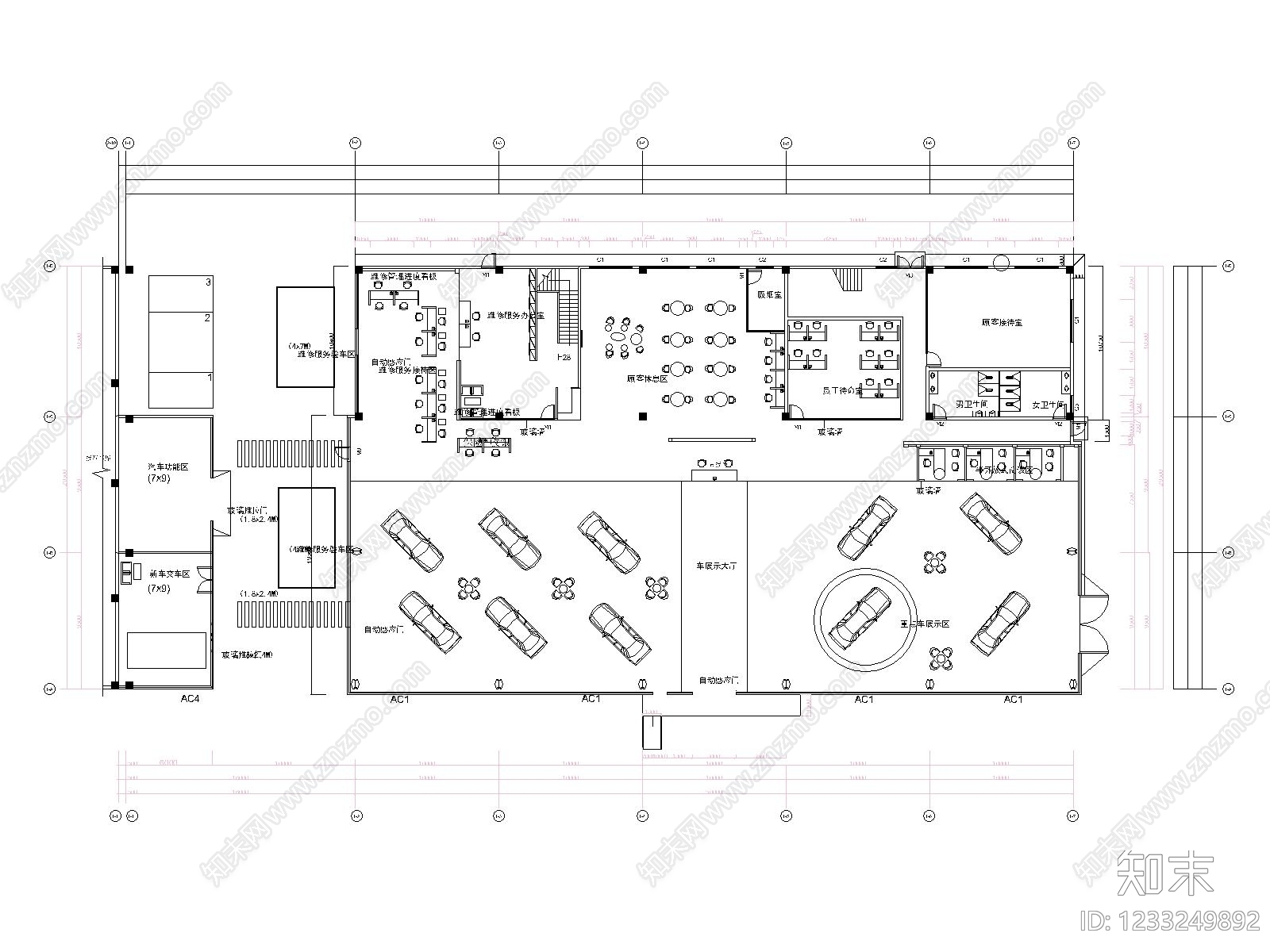 4s店cad施工图下载【ID:1233249892】