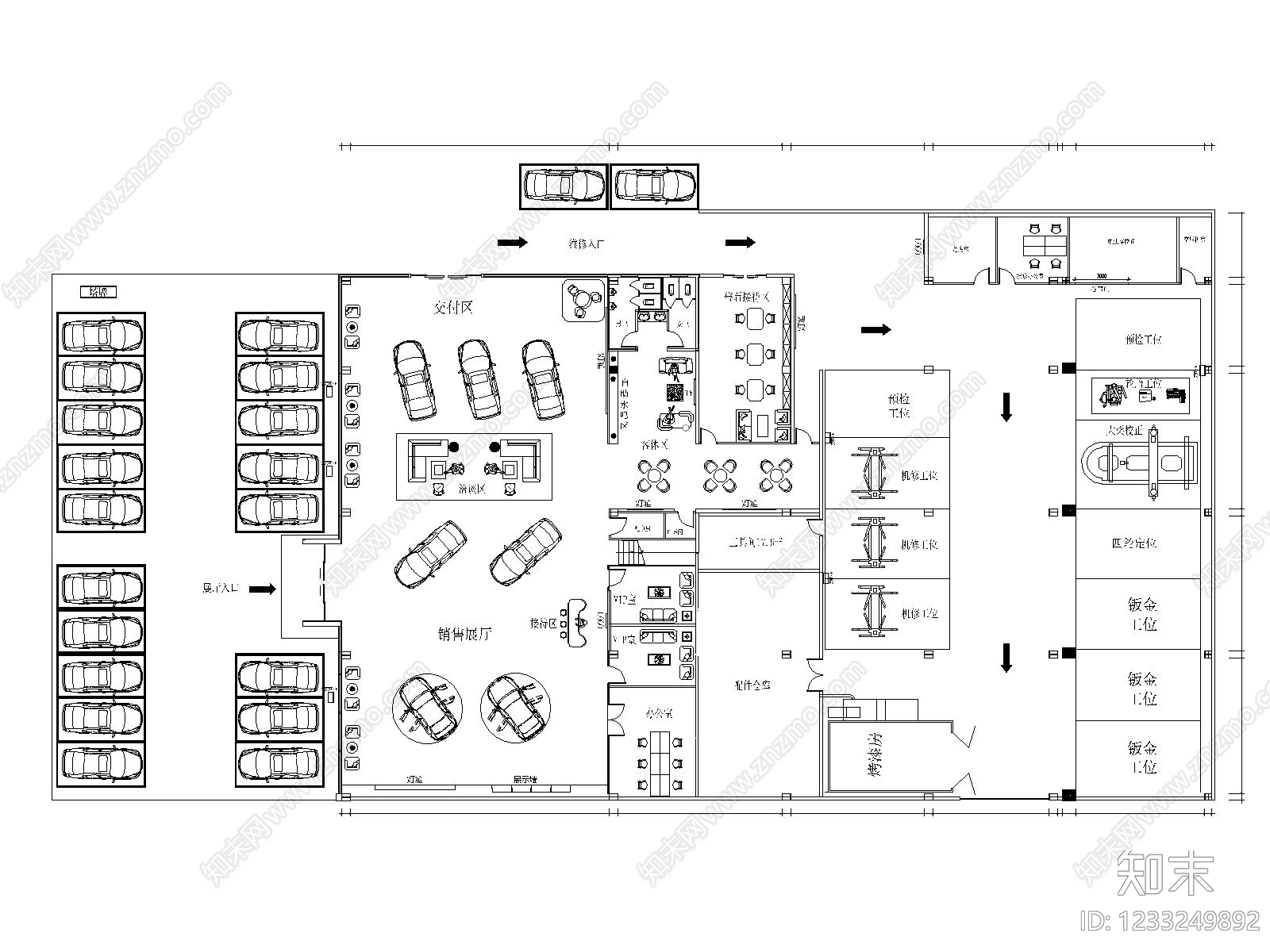 4s店cad施工图下载【ID:1233249892】