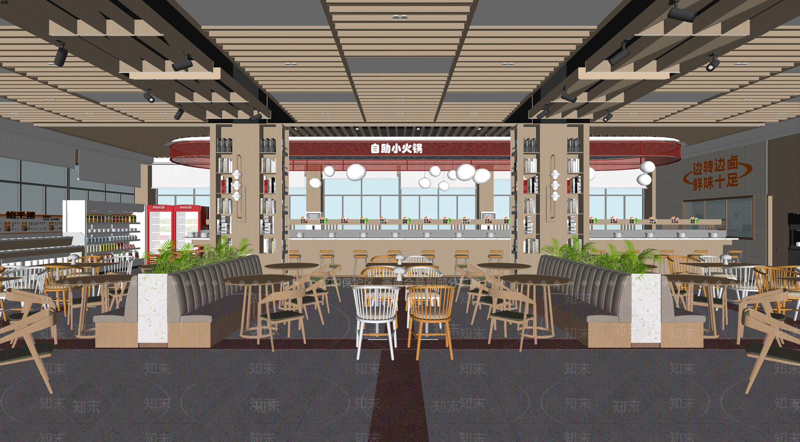 原木风食堂SU模型下载【ID:1233249754】