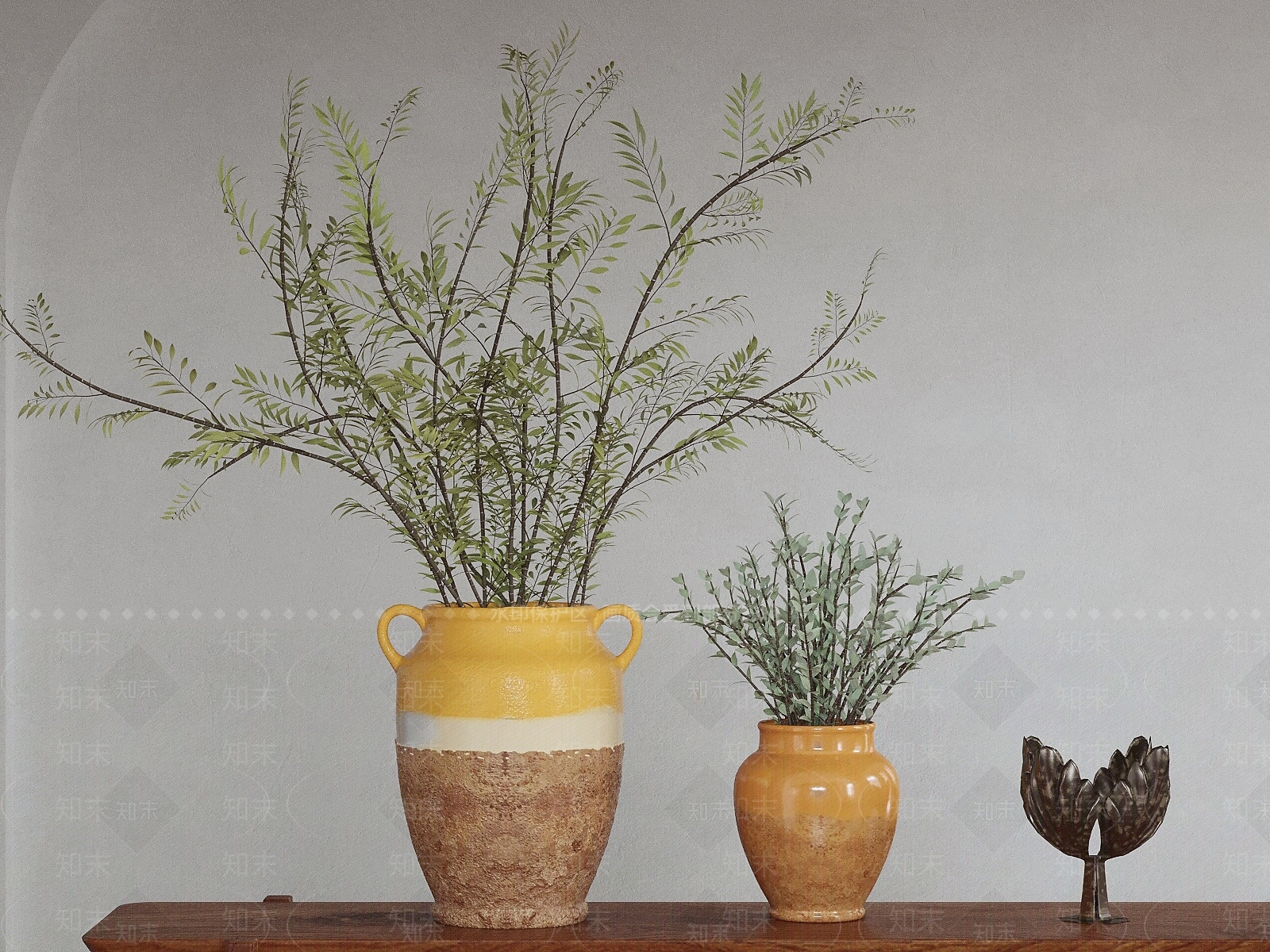 侘寂花艺3D模型下载【ID:1233252965】