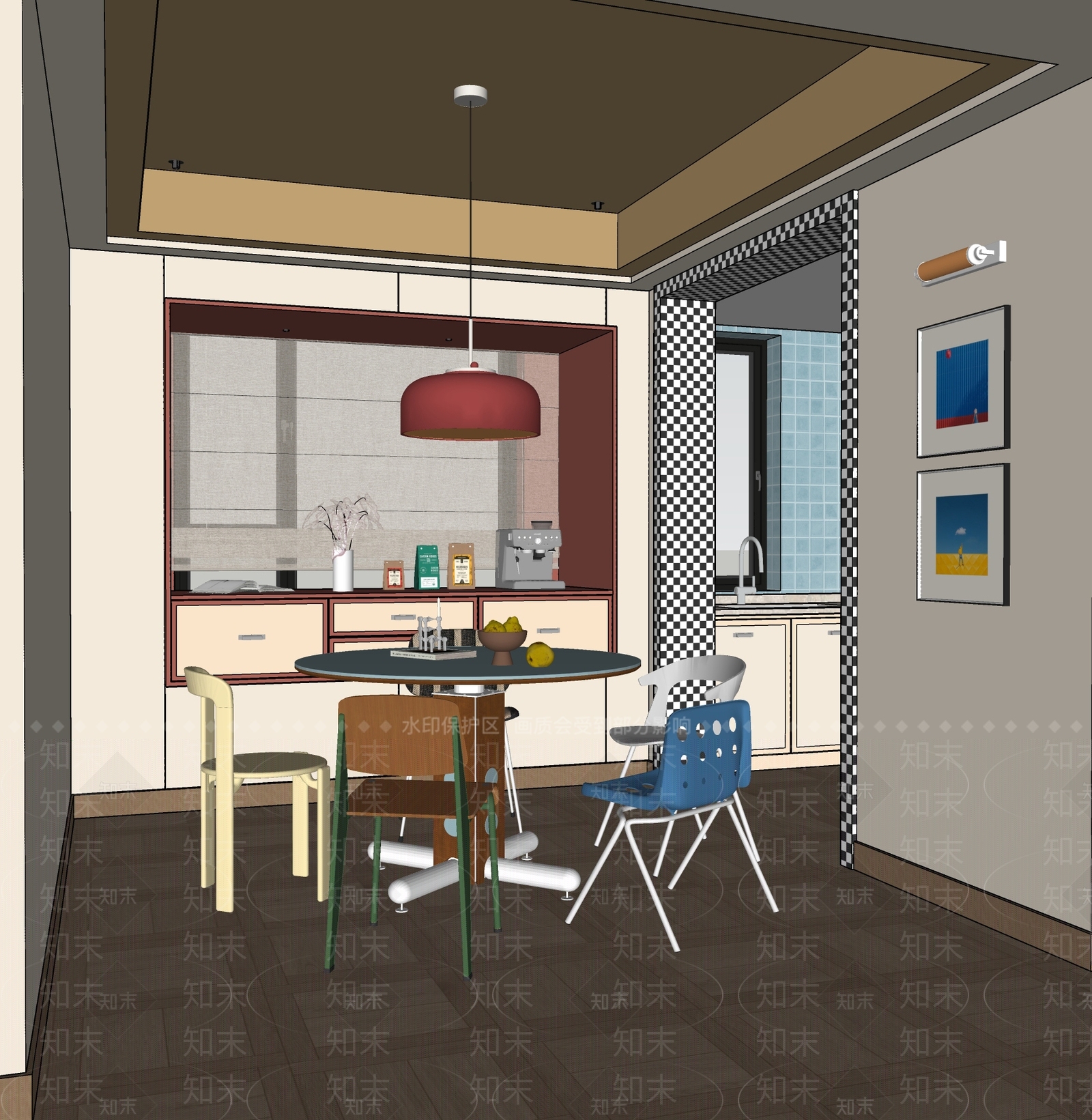 现代家居餐厅SU模型下载【ID:1233253043】