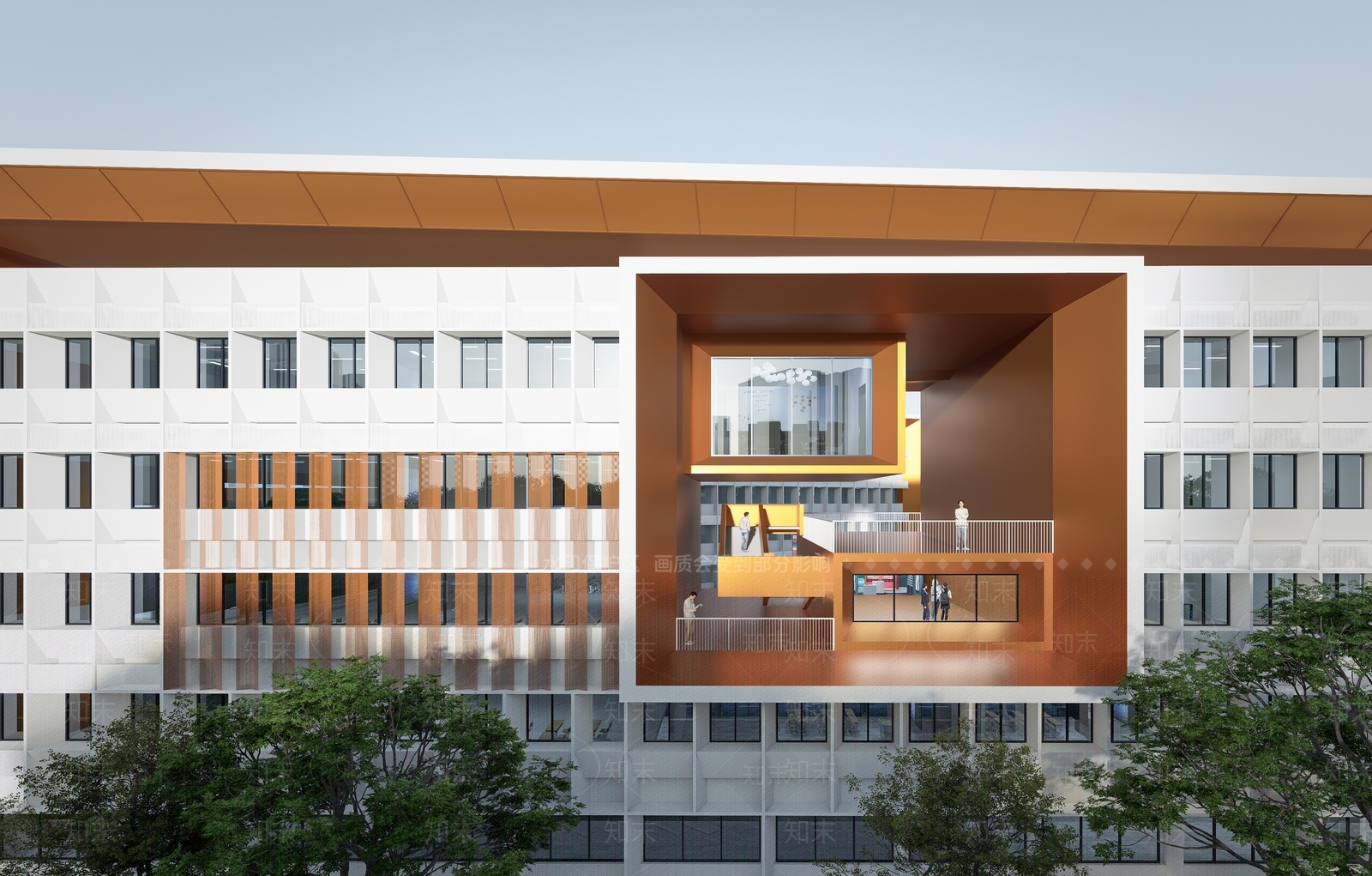 现代主义学校建筑SU模型下载【ID:1233253719】