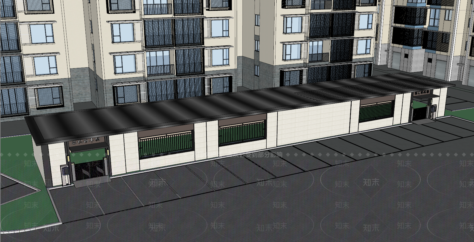 新中式小区建筑SU模型下载【ID:1233255007】
