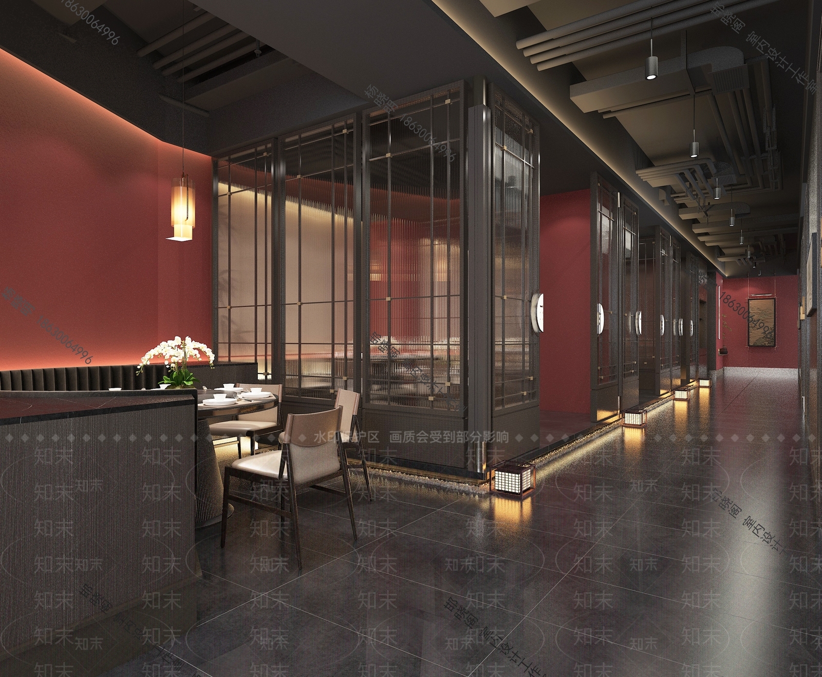 新中式中餐厅3D模型下载【ID:1233258855】