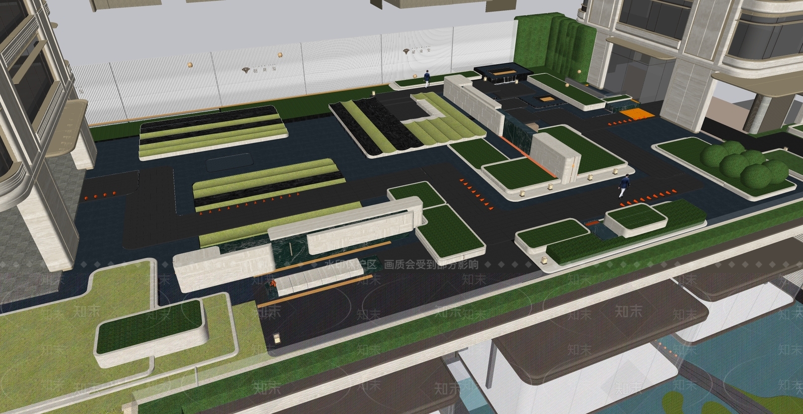 现代主义小区景观SU模型下载【ID:1233262639】