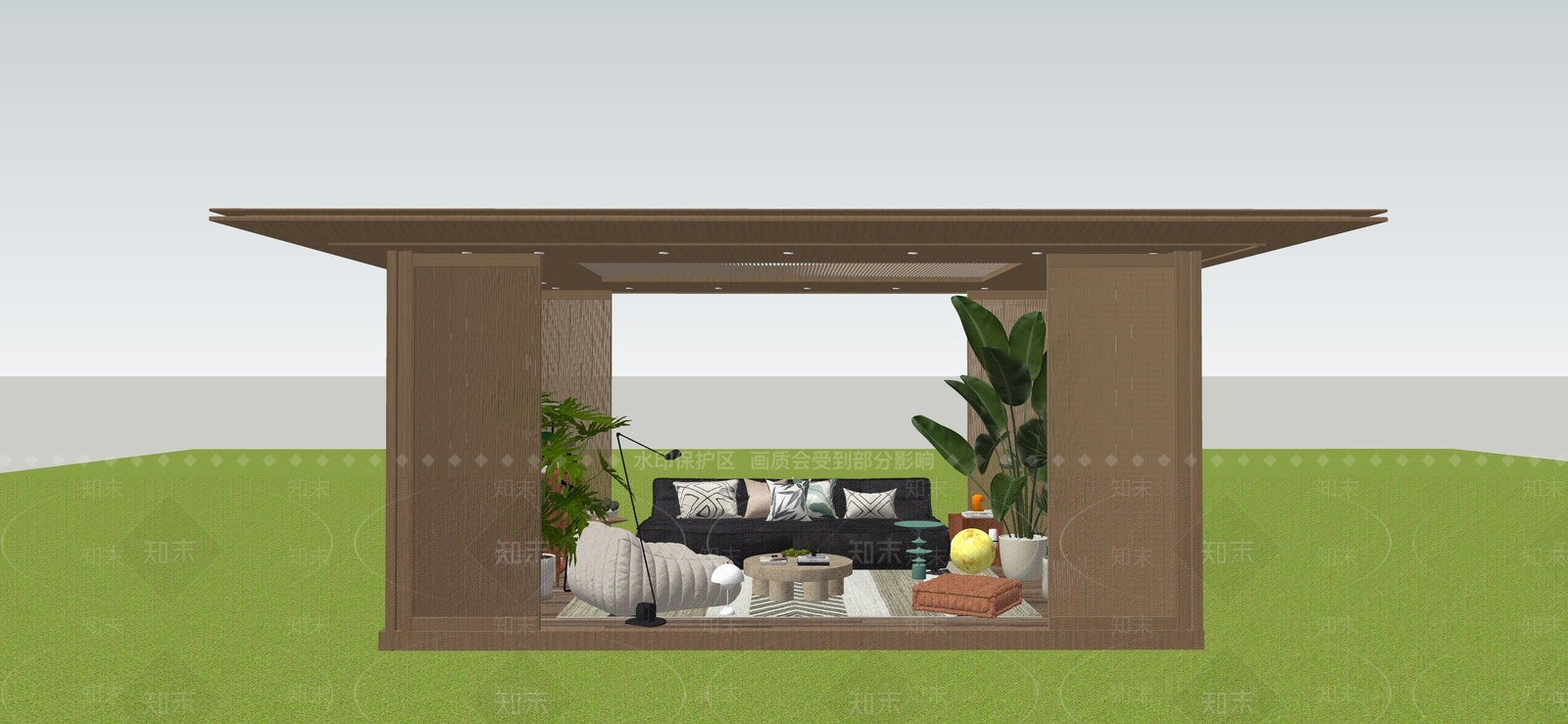 现代简约廊架空间SU模型下载【ID:1233264000】
