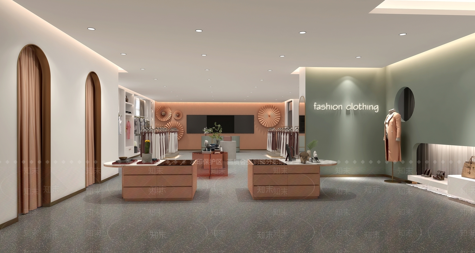 现代简约服装店3D模型下载【ID:1233264189】