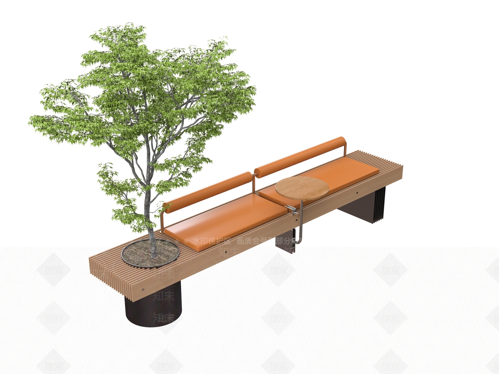 现代简约景观座椅3D模型渲染效果图