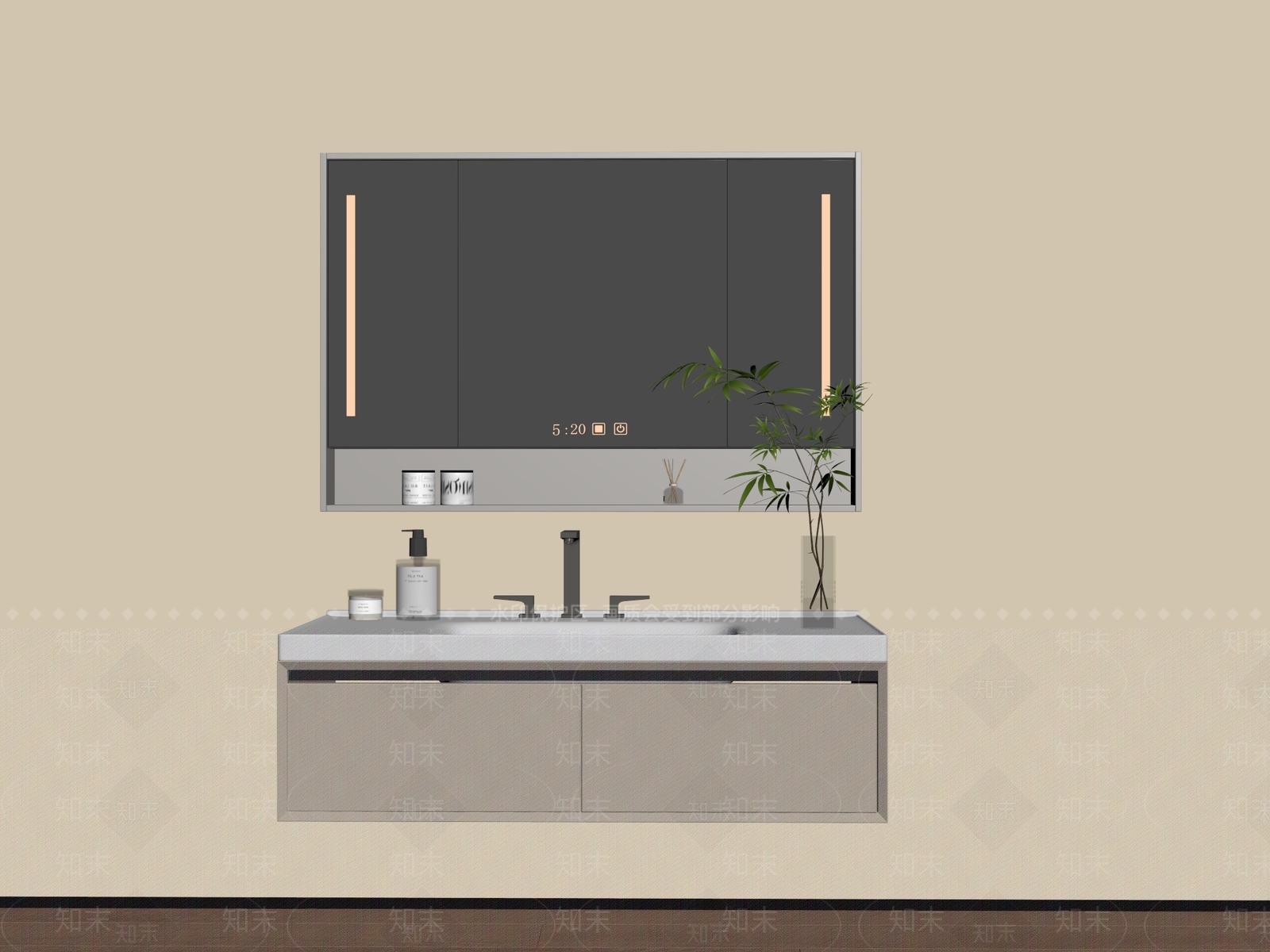 现代简约浴室柜SU模型下载【ID:1233264787】