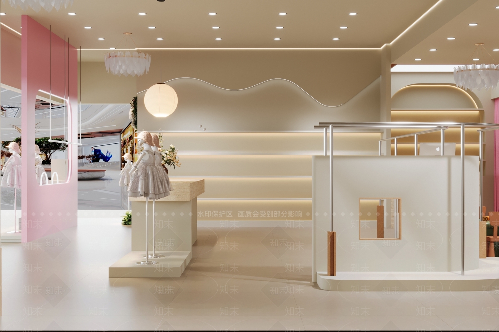 奶油风服装店3D模型下载【ID:1233265450】