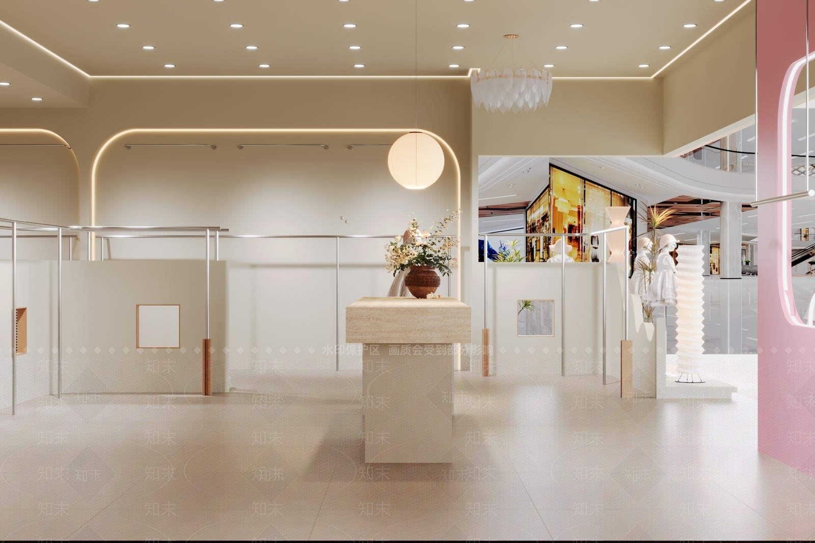 奶油风服装店3D模型下载【ID:1233265450】