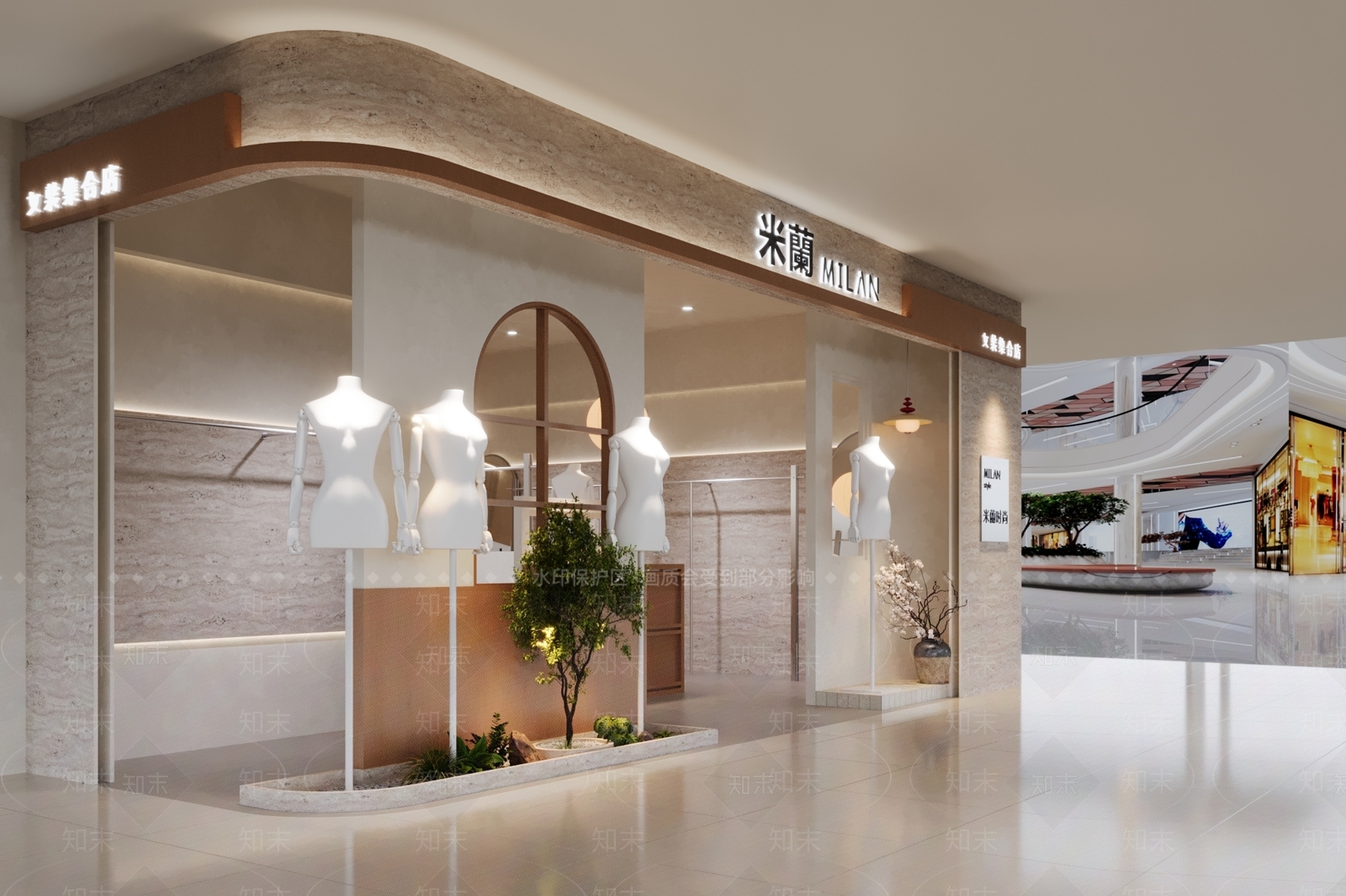 奶油风服装店3D模型下载【ID:1233265653】