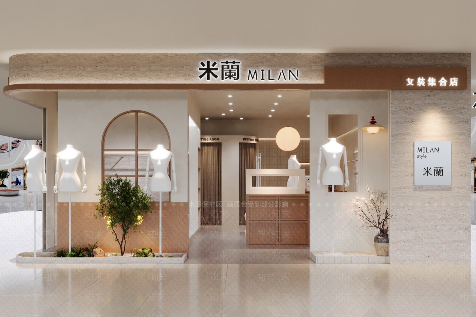奶油风服装店3D模型下载【ID:1233265653】