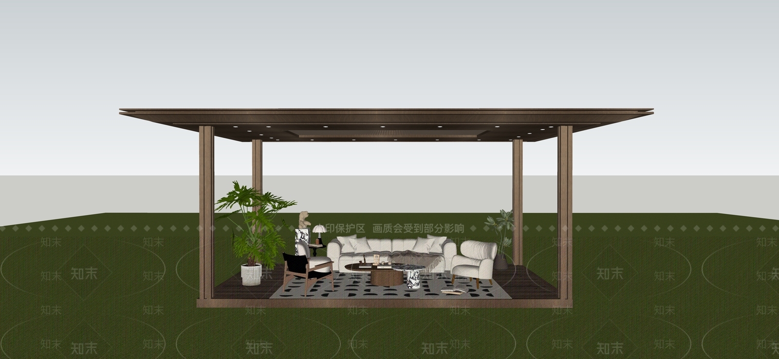 奶油风廊架SU模型下载【ID:1233266670】