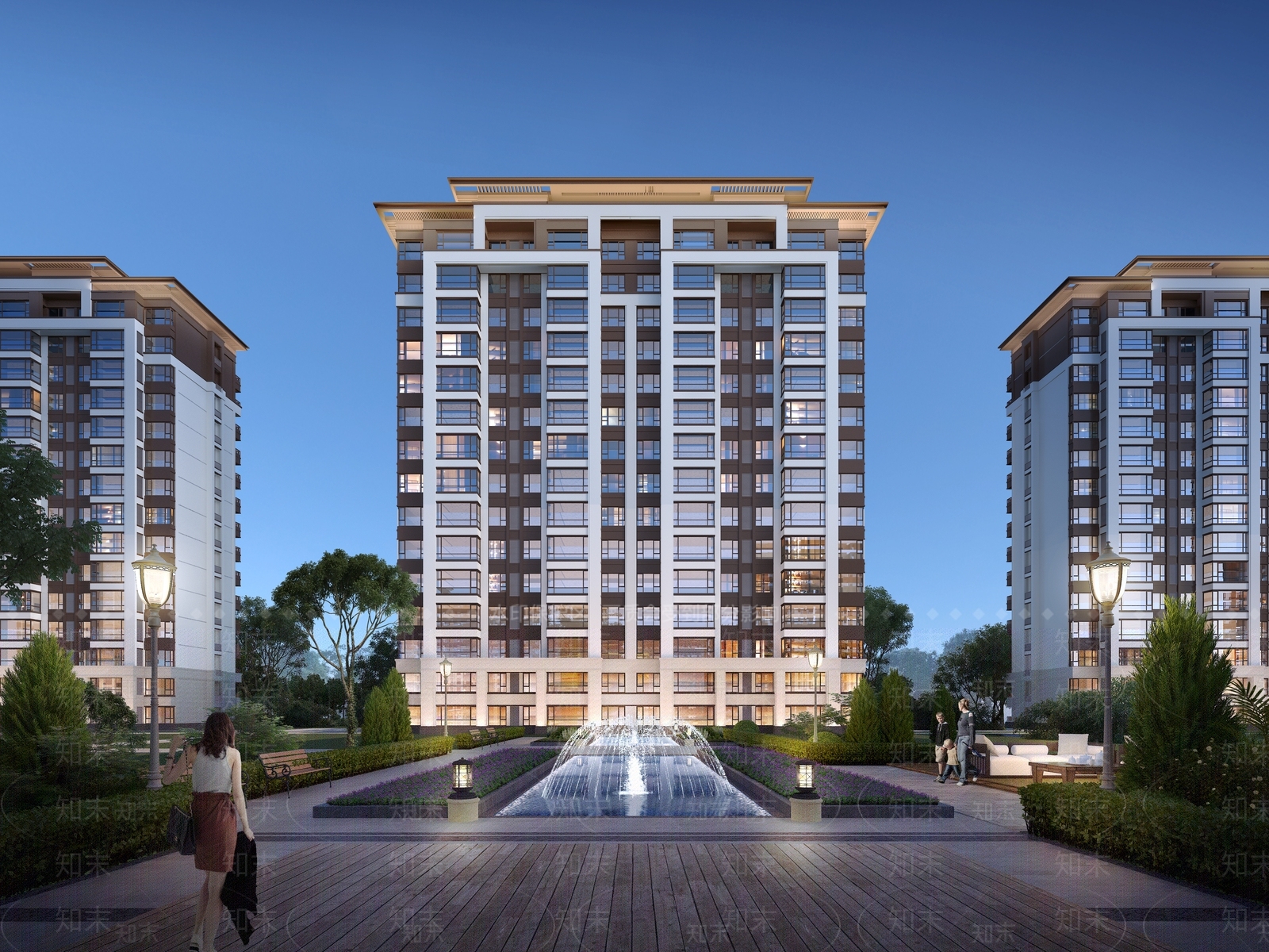 新中式景观小高层住宅楼3D模型下载【ID:1233266860】