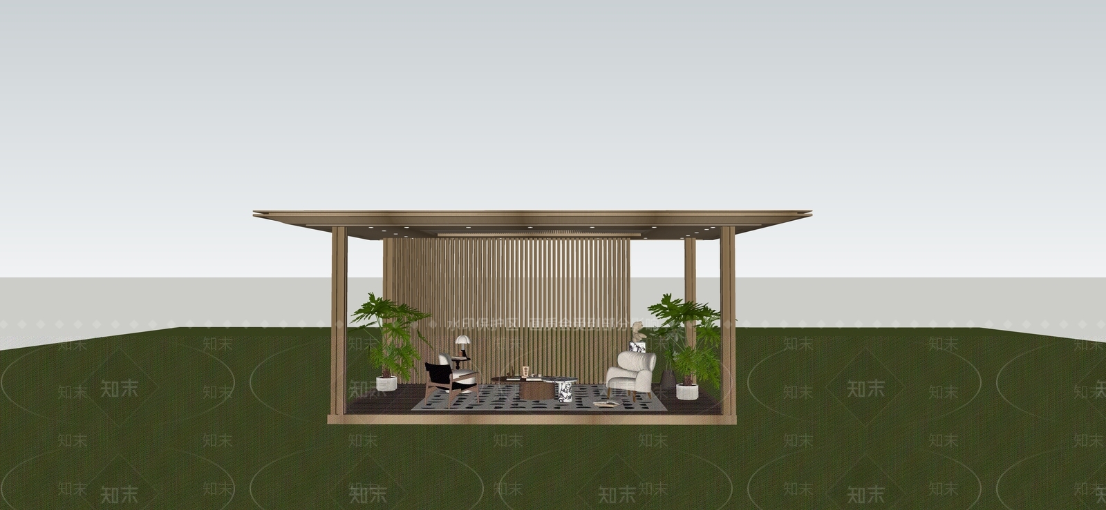 现代简约廊架SU模型下载【ID:1233266717】