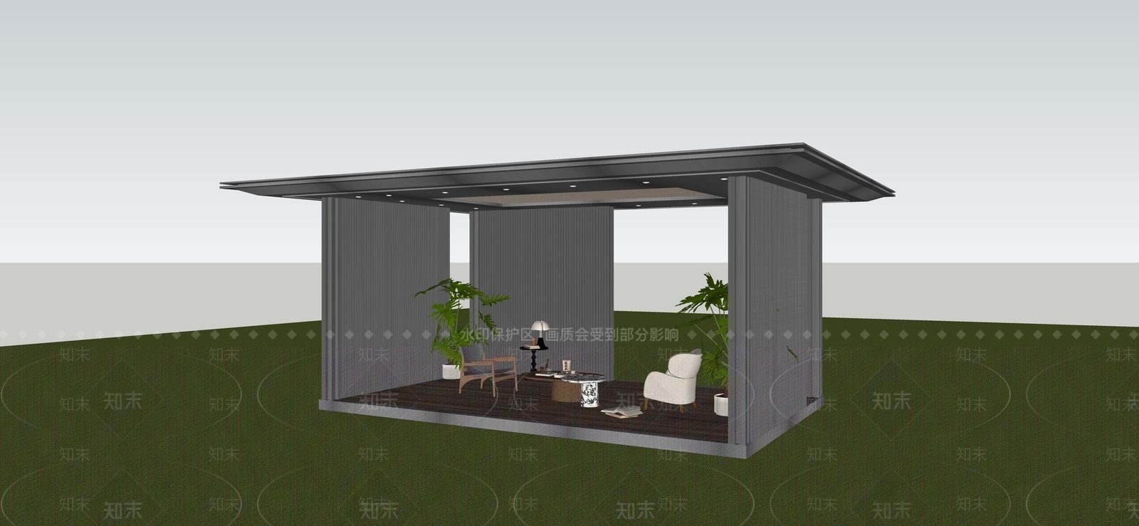 现代简约廊架SU模型下载【ID:1233266922】