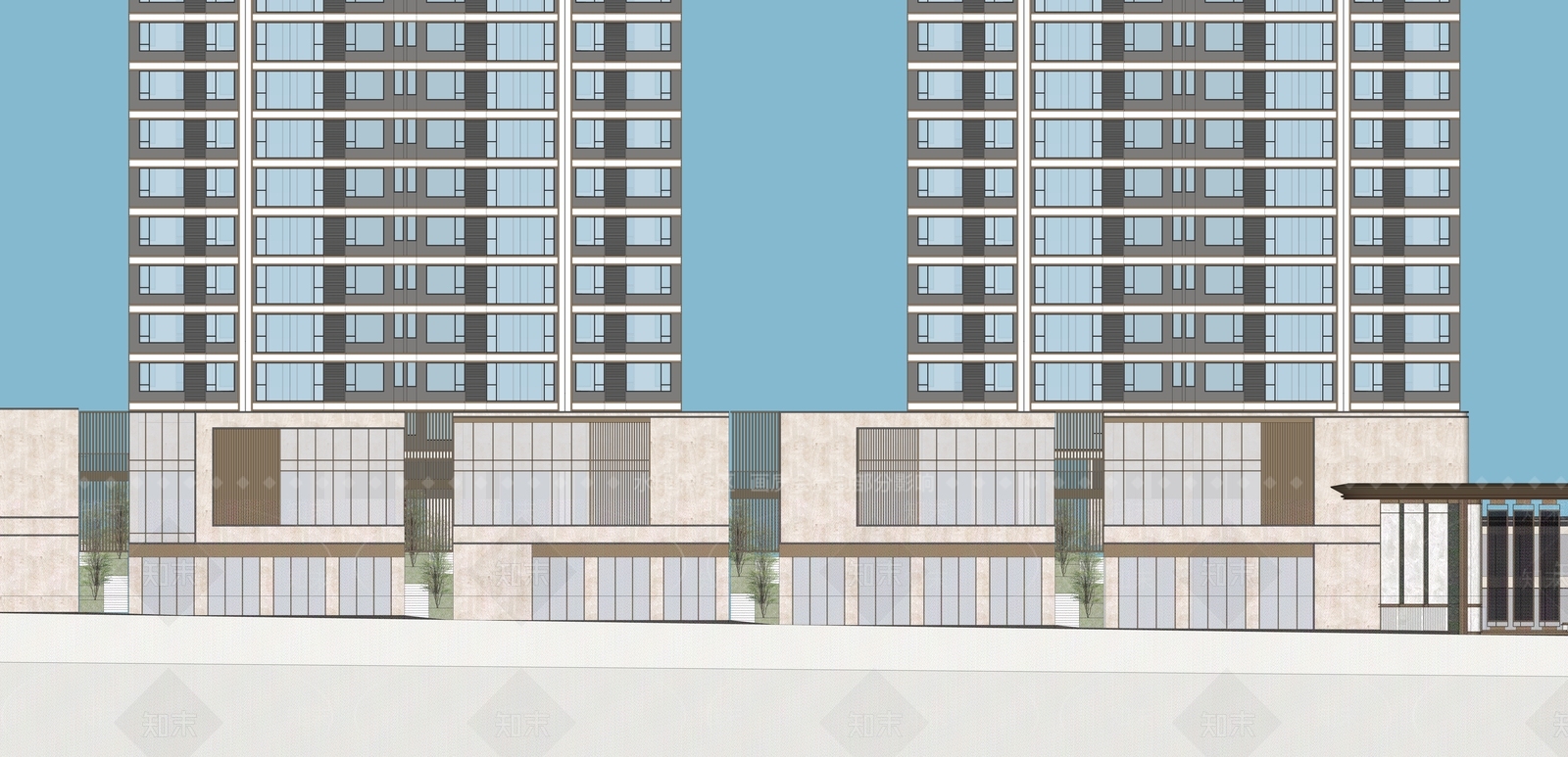 现代商业街SU模型下载【ID:1233270120】