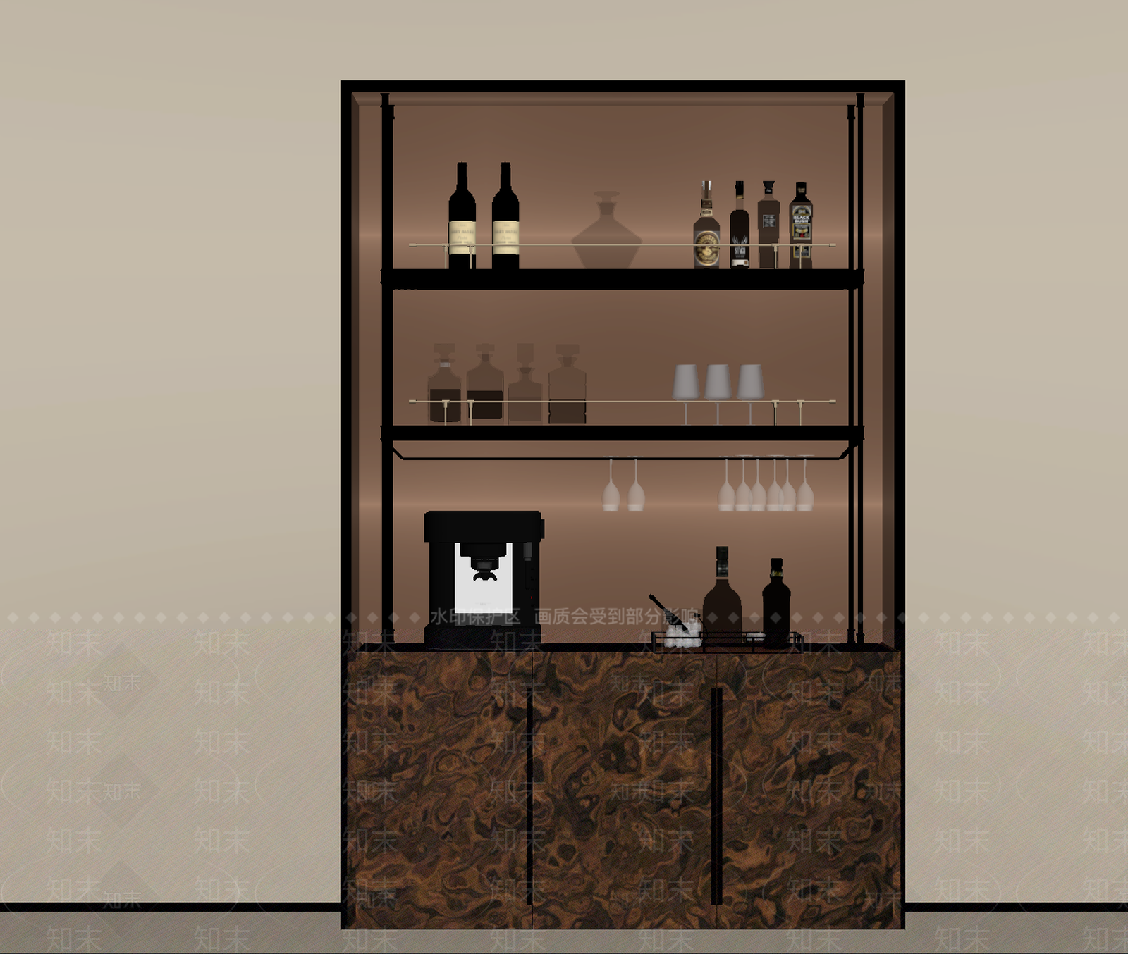 轻奢酒柜SU模型下载【ID:1233271066】