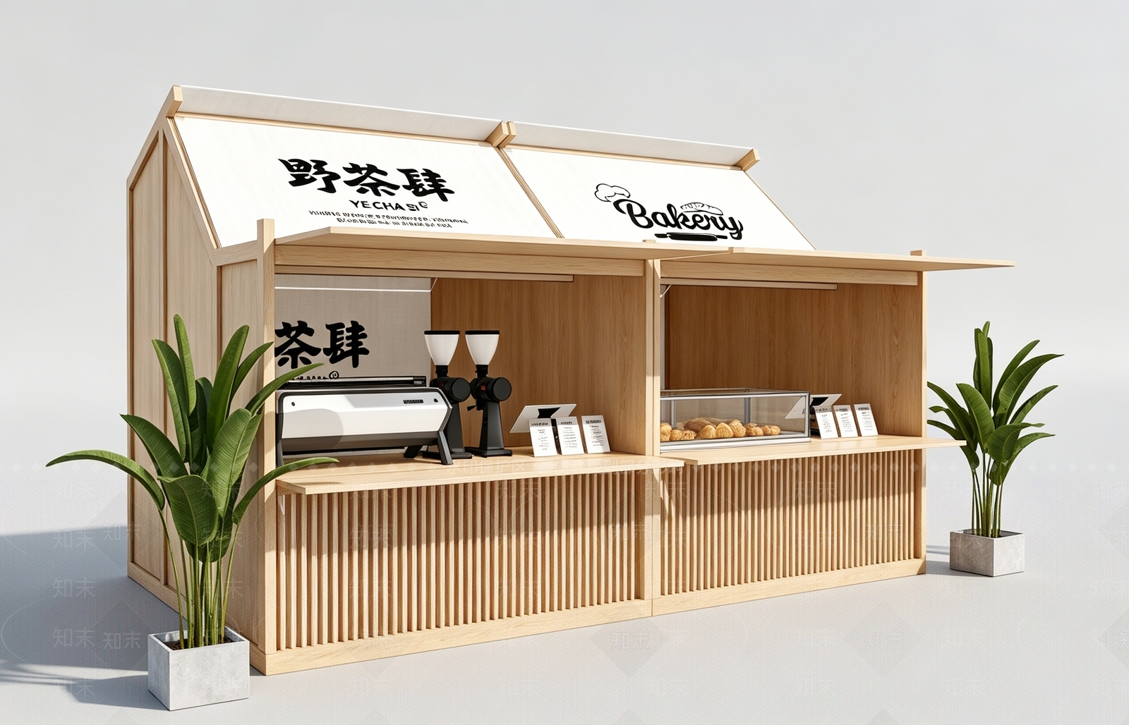 原木风商业外摆SU模型下载【ID:1233272137】