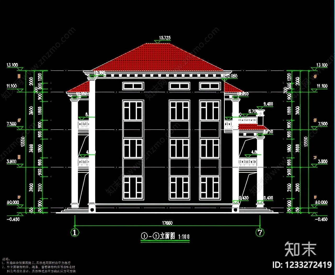别墅建筑cad施工图下载【ID:1233272419】