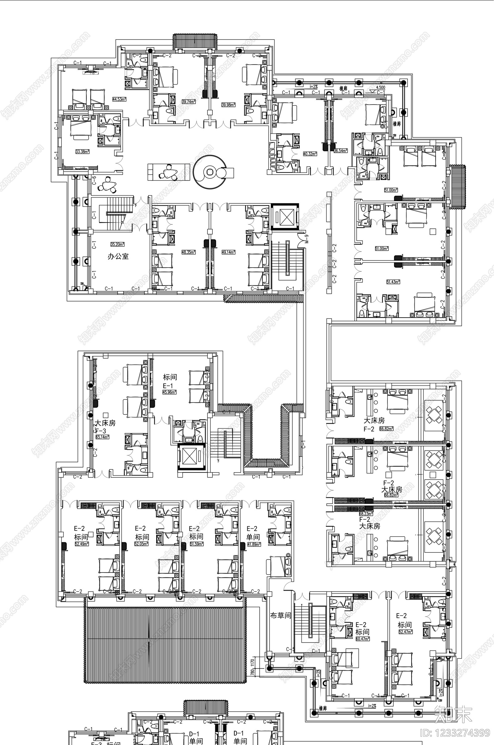 酒店cad施工图下载【ID:1233274399】