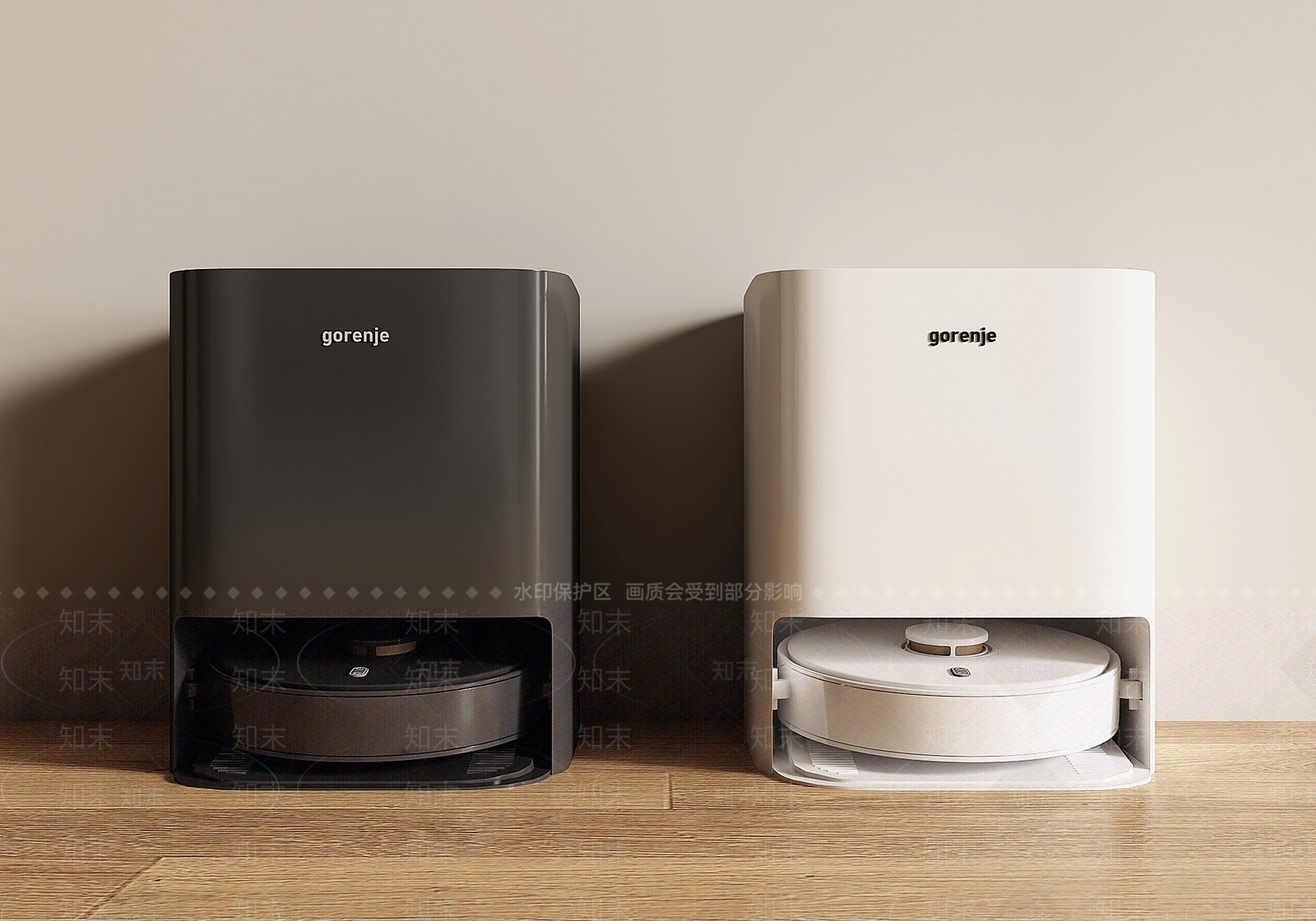极简扫地机器人3D模型渲染效果图