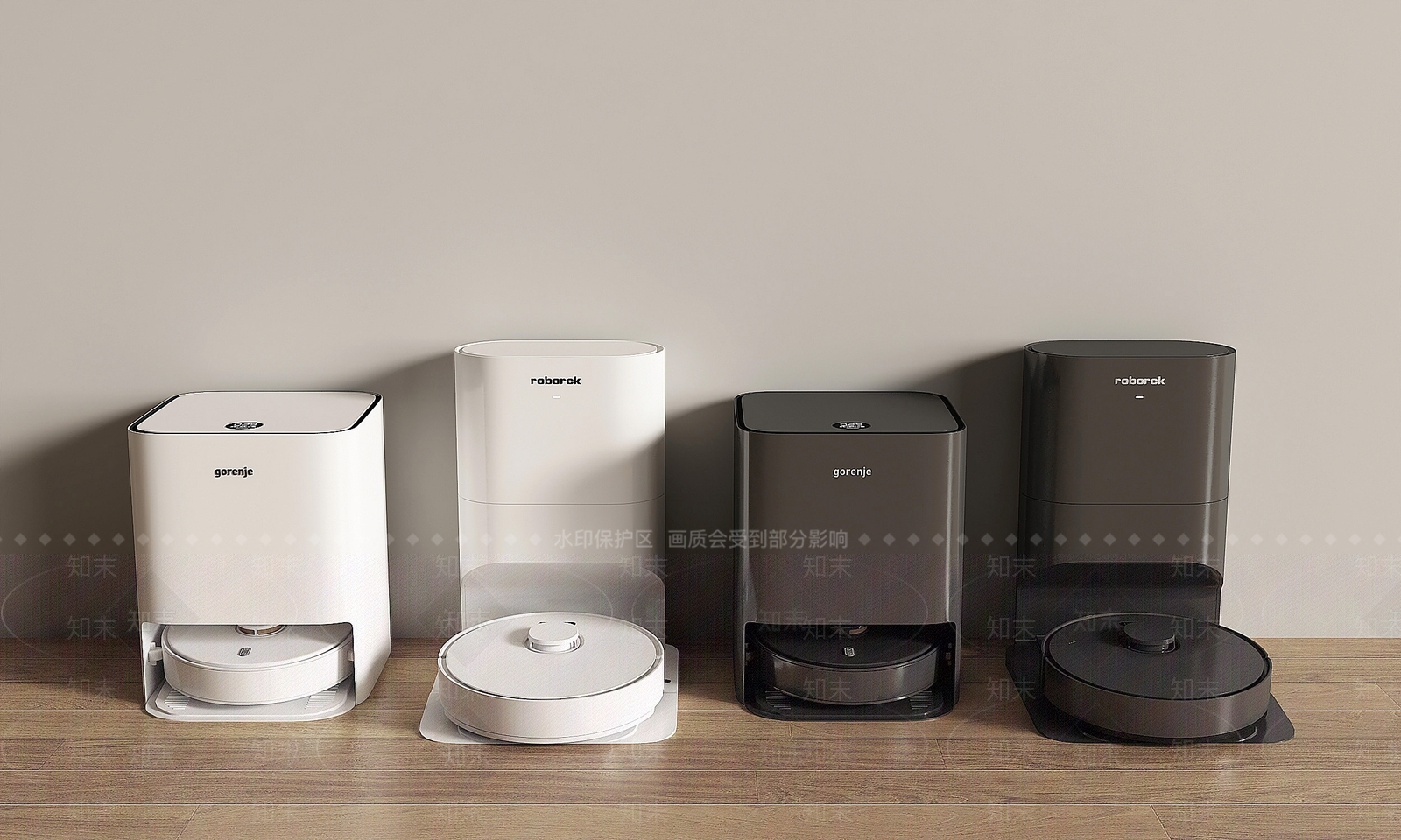 极简扫地机器人3D模型渲染效果图
