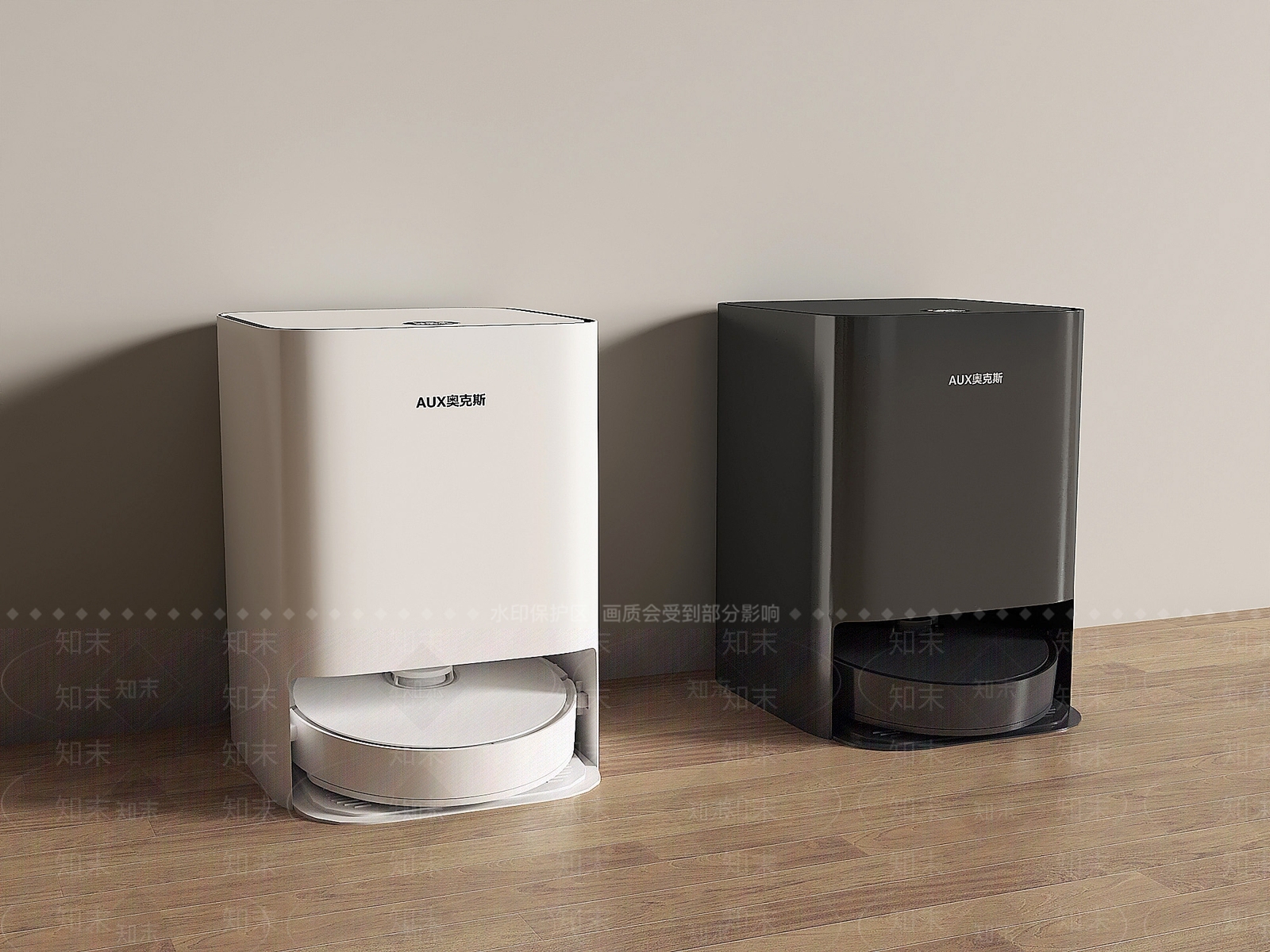 现代简约扫地机器人3D模型渲染效果图