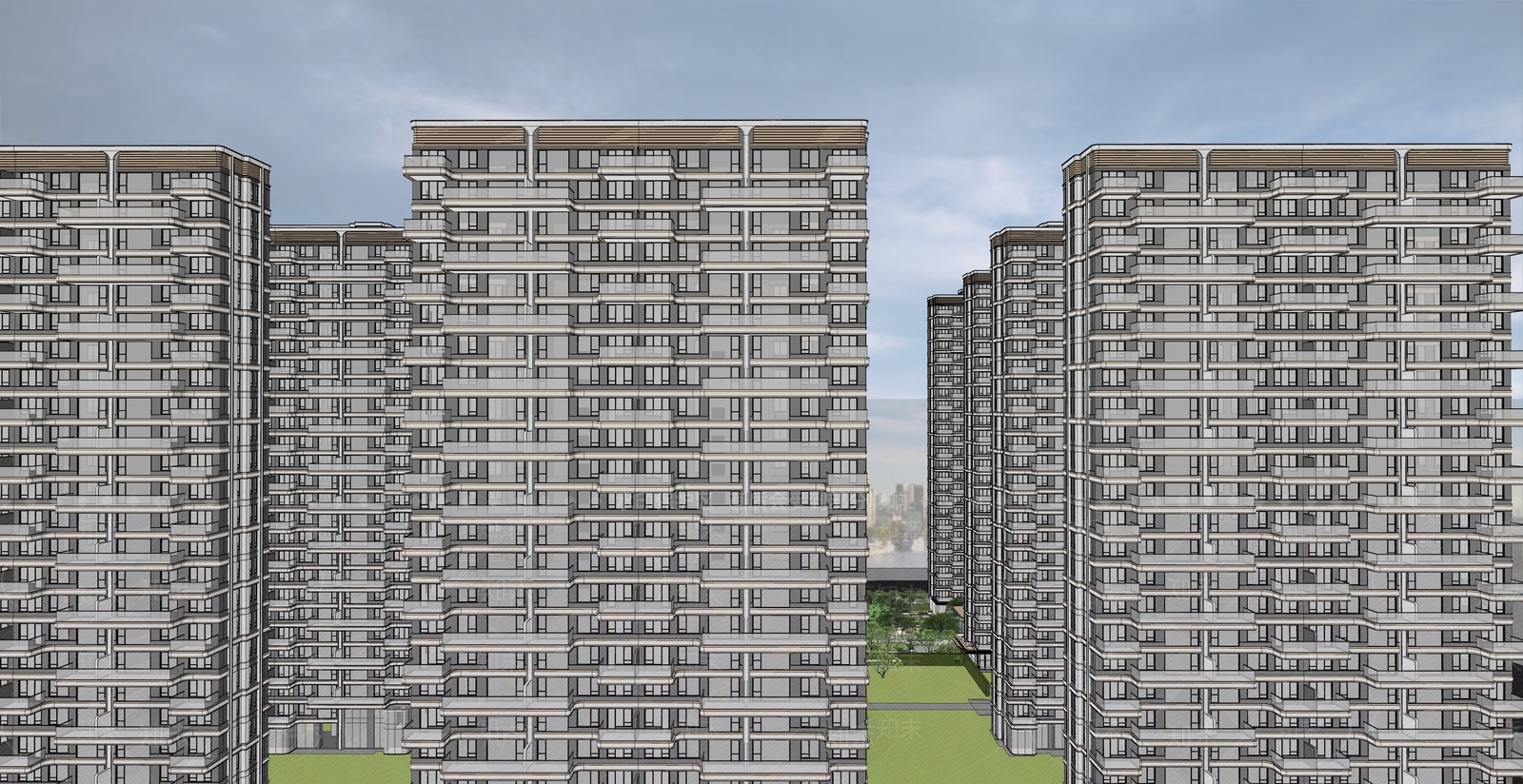 现代主义小区建筑SU模型下载【ID:1233278136】