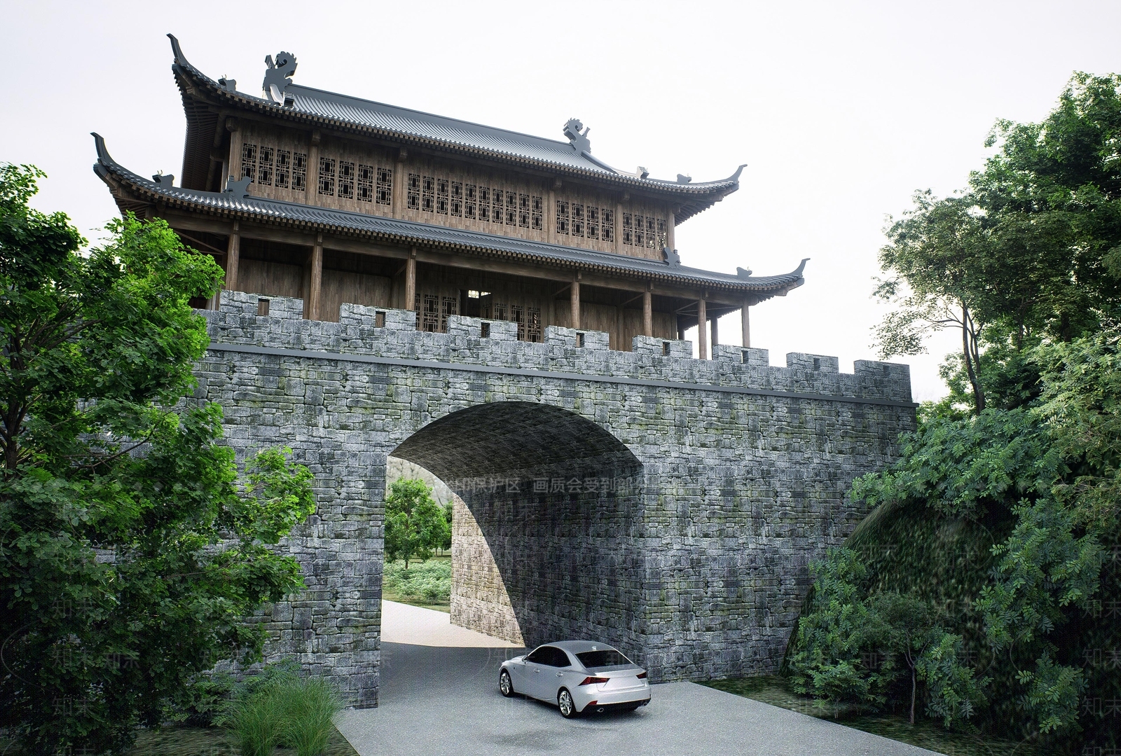 中式古建古建筑SU模型下载【ID:1233278586】
