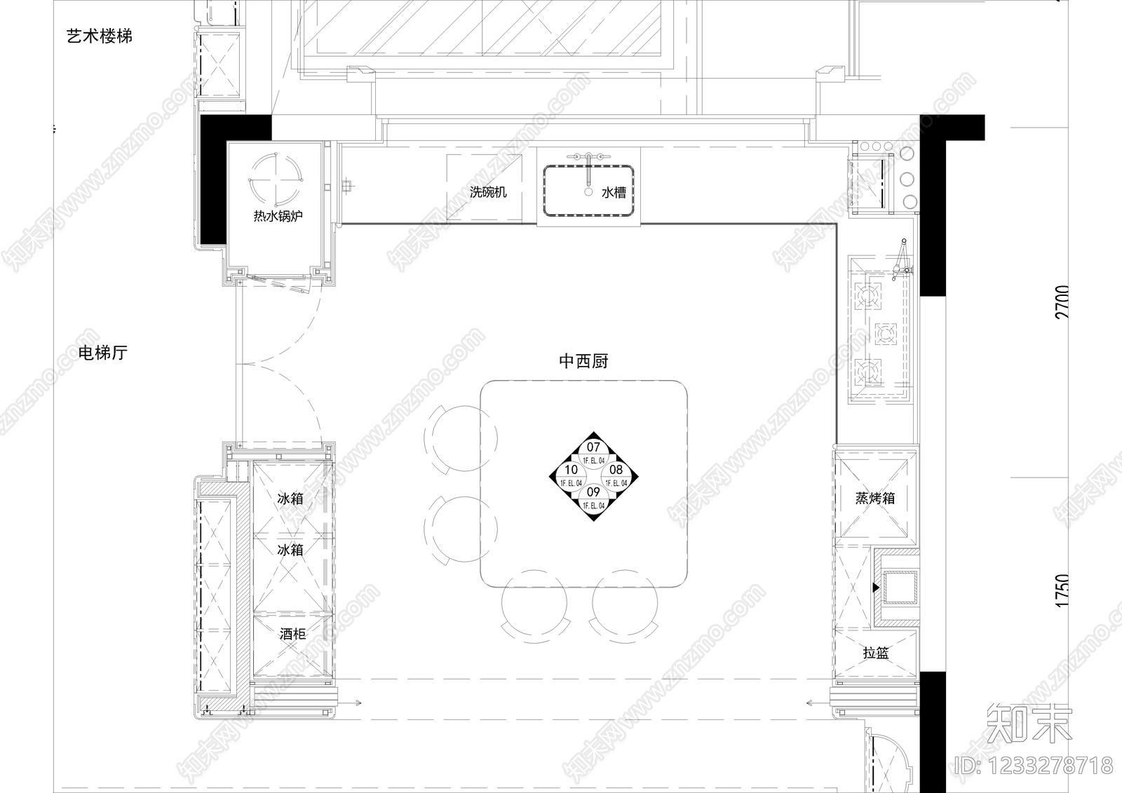 厨房cad施工图下载【ID:1233278718】