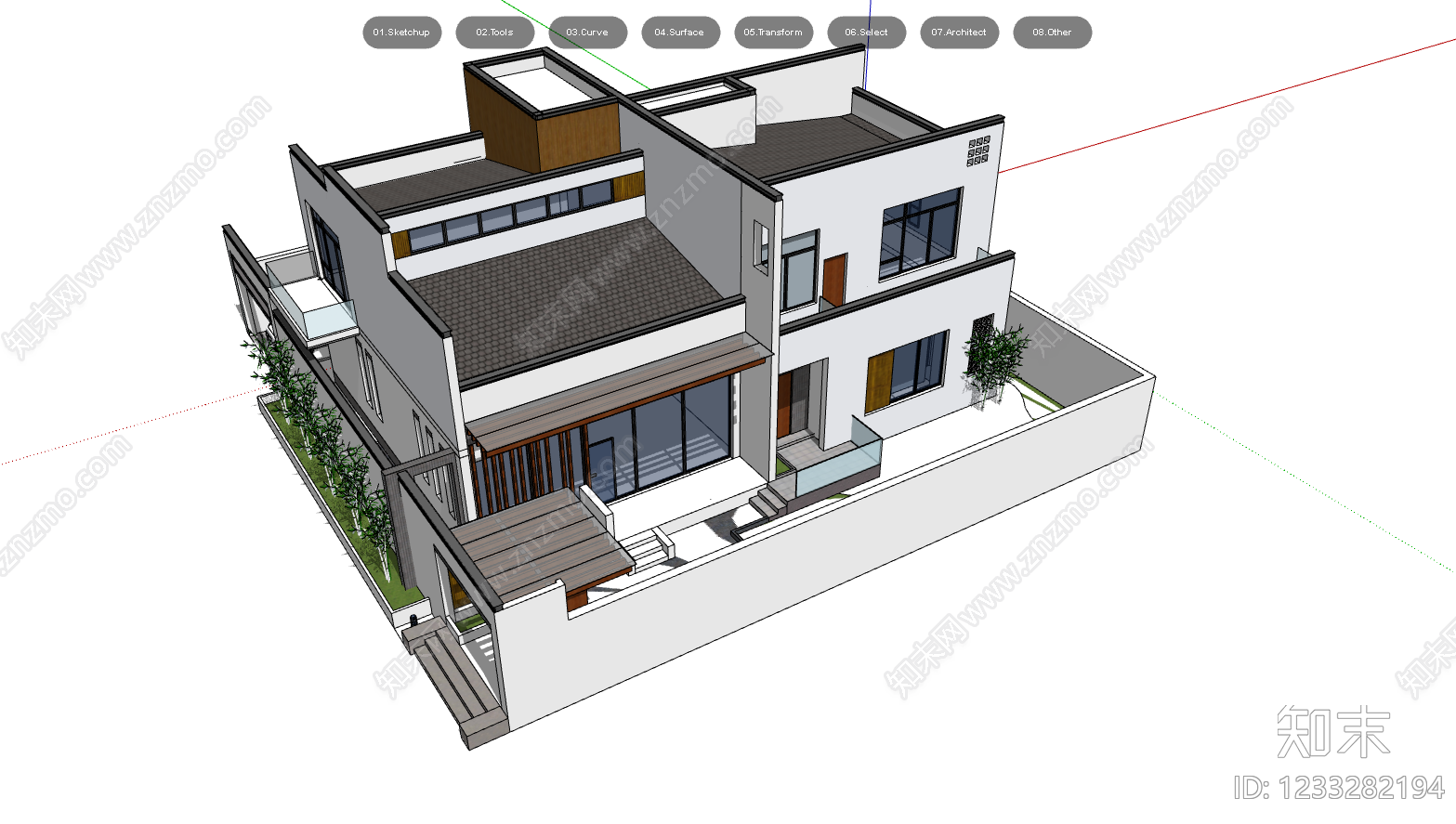 别墅建筑cad施工图下载【ID:1233282194】
