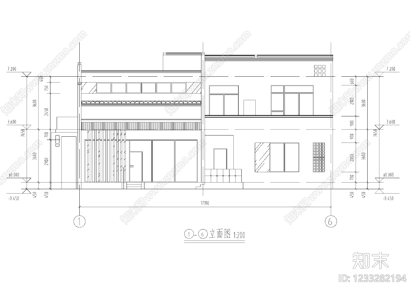 别墅建筑cad施工图下载【ID:1233282194】