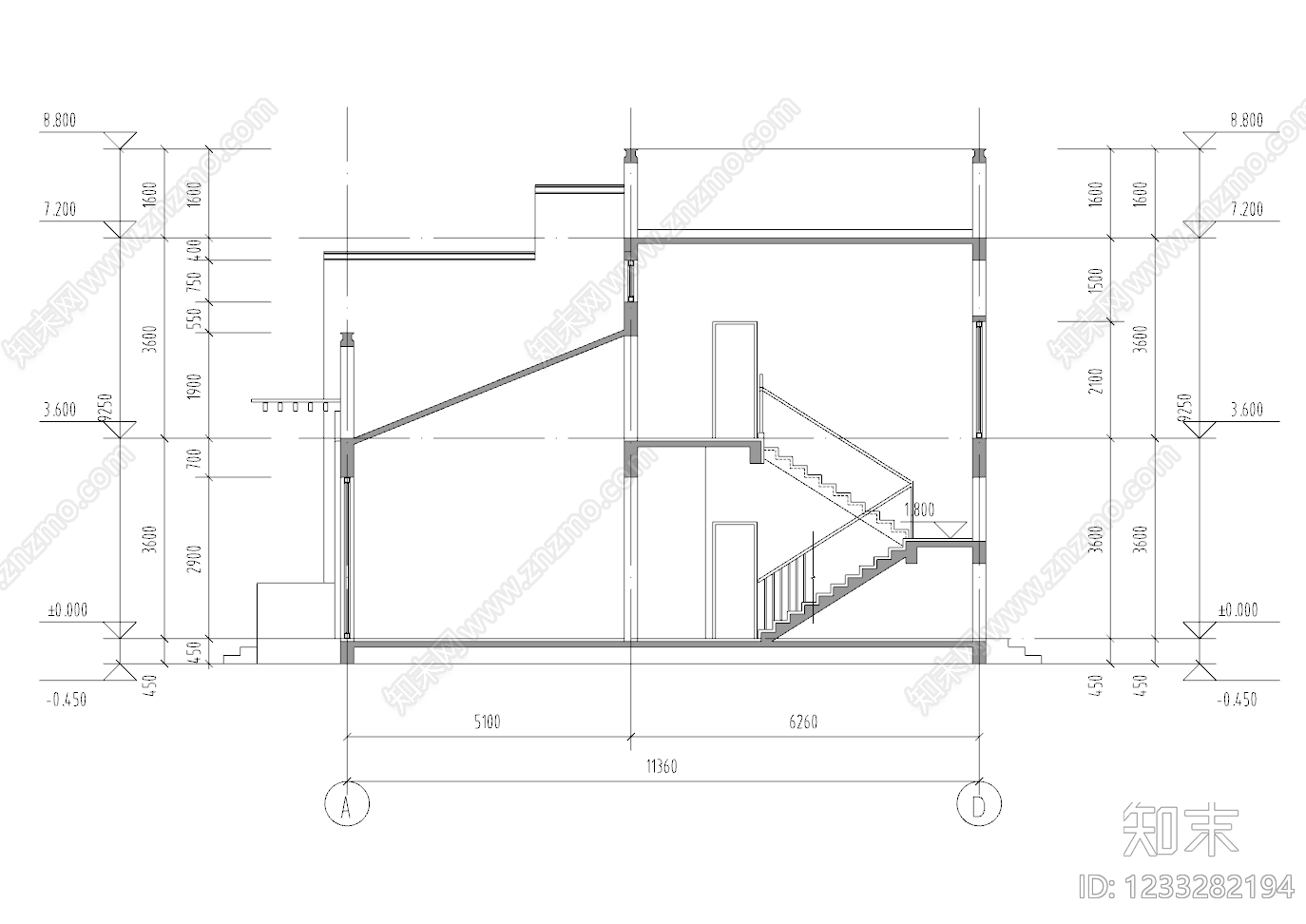 别墅建筑cad施工图下载【ID:1233282194】