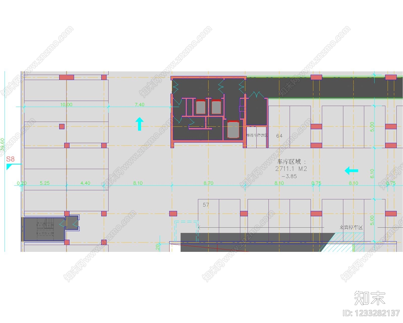 大型停车场景观cad施工图下载【ID:1233282137】