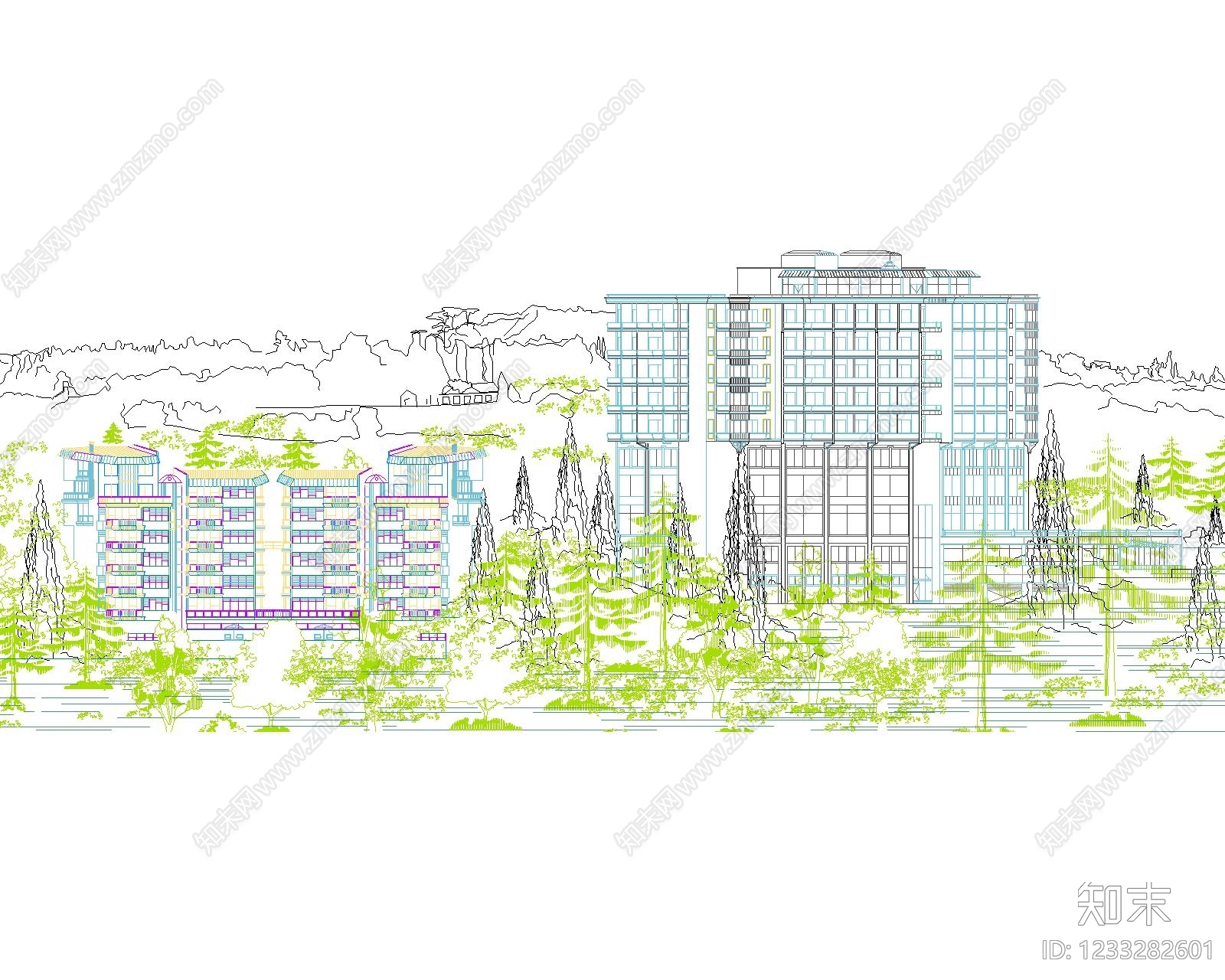 度假村景观cad施工图下载【ID:1233282601】