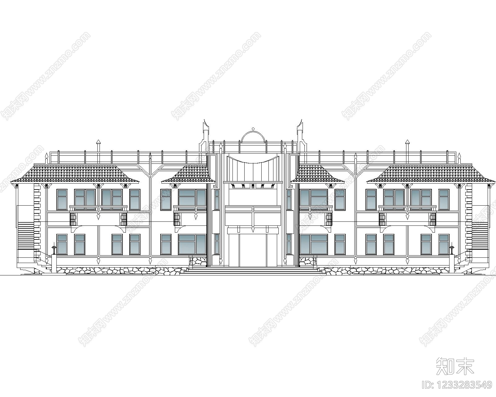 别墅建筑cad施工图下载【ID:1233283549】