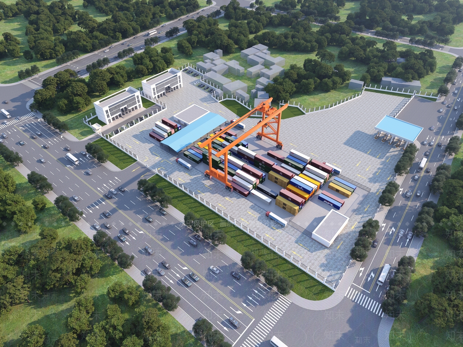 现代主义物流中心3D模型下载【ID:1233283871】