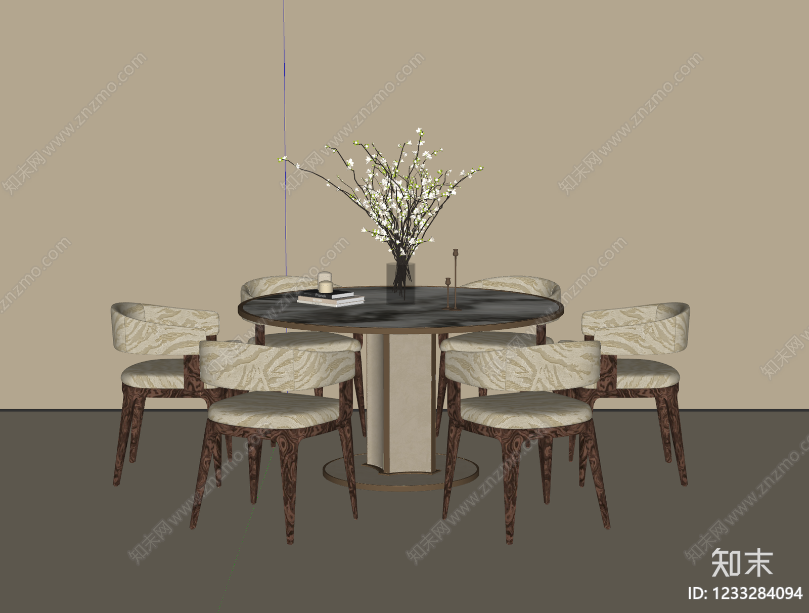轻奢餐桌椅SU模型下载【ID:1233284094】