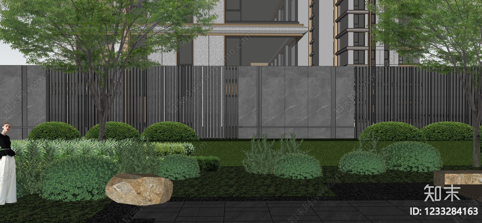 现代主义景观围栏SU模型下载【ID:1233284163】