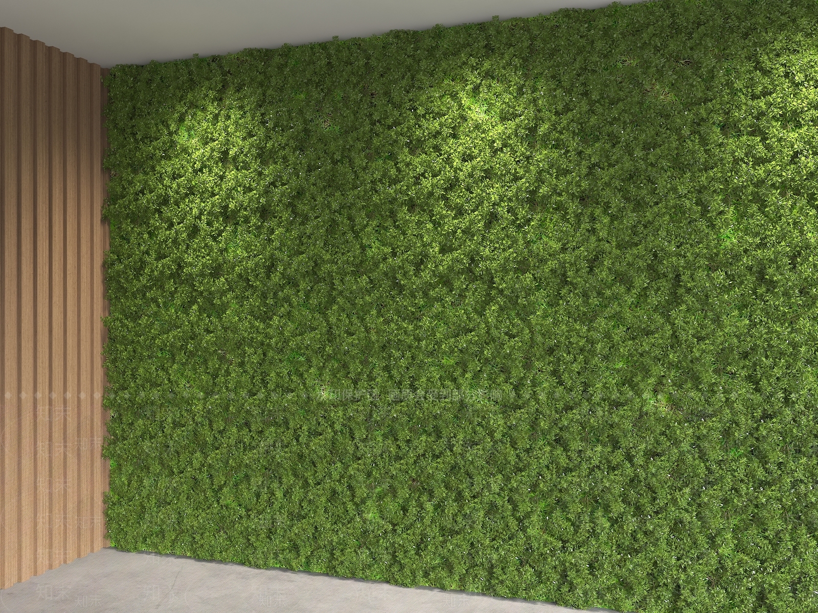 现代简约绿植墙3D模型渲染效果图