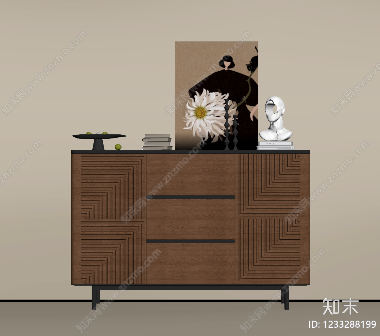 中古风玄关柜SU模型下载【ID:1233288199】