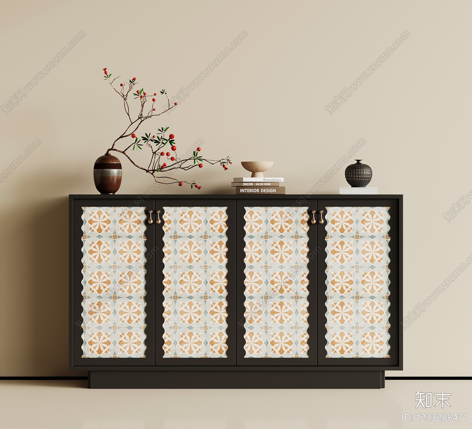 中古风玄关柜SU模型下载【ID:1233288471】
