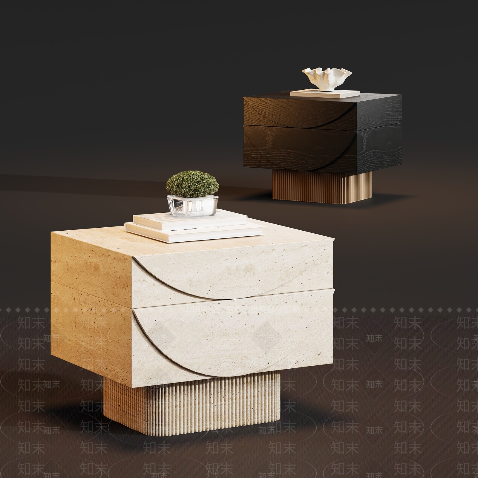 侘寂床头柜3D模型下载【ID:1233288955】