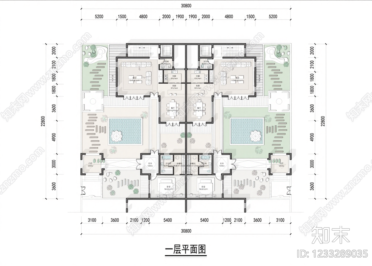 新中式别墅建筑CAD图纸