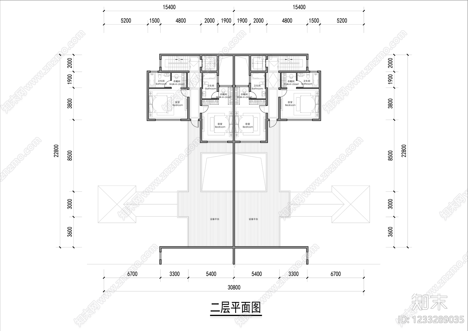 别墅建筑cad施工图下载【ID:1233289035】